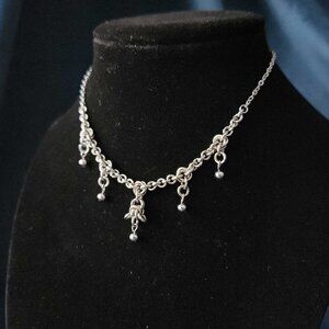 Gothic princess chandelier silver chainmail necklace with a small silver chain